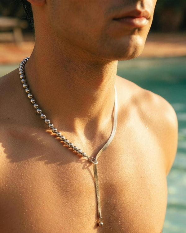 Neo — Collana Unisex Sfere e Herringbone